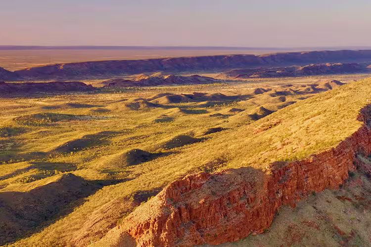 Aerial view of West Macdonnell Ranges and Larapinta Trail in the Northern Territory, Australia
