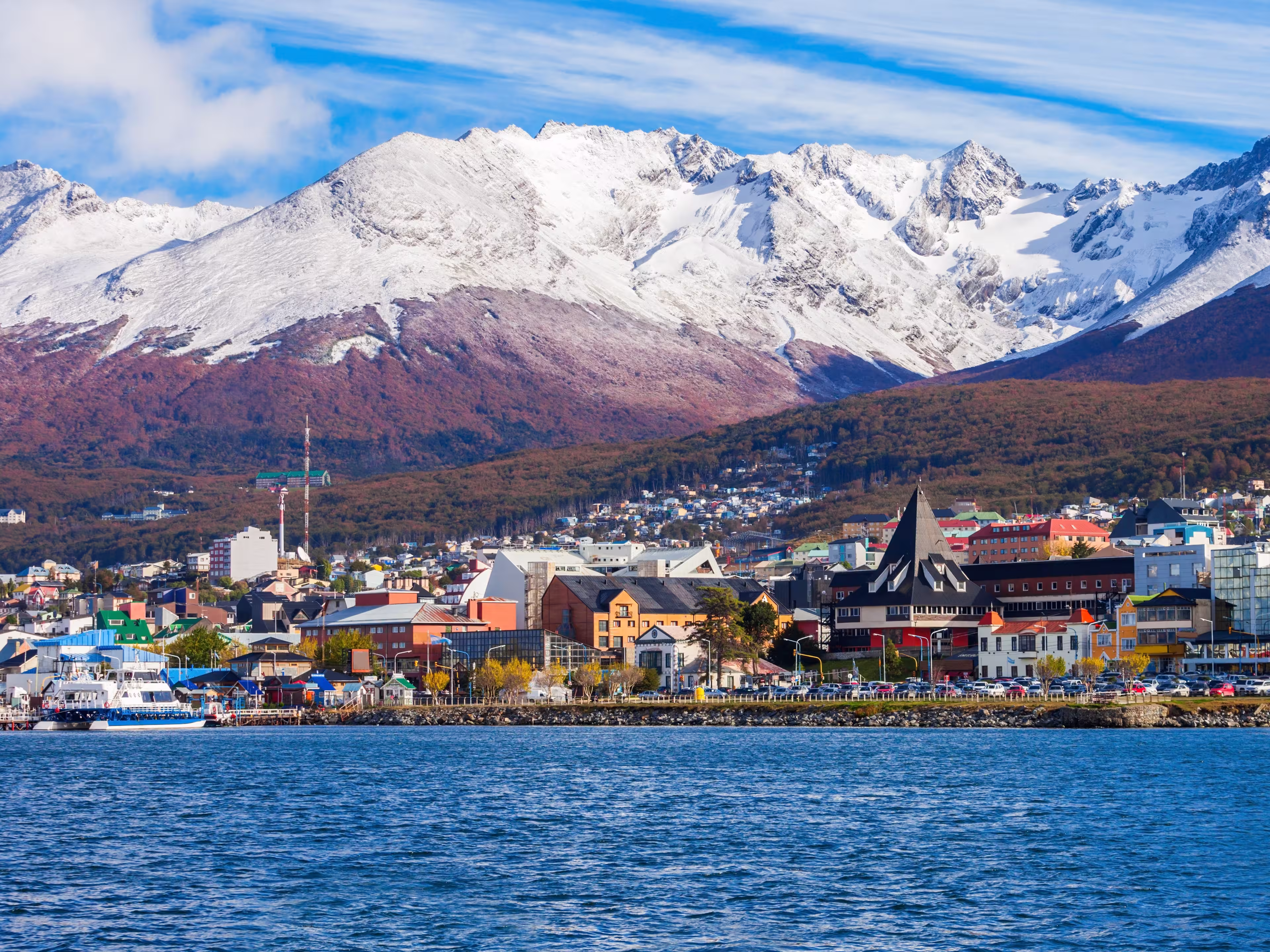 Ushuaia aerial view. Ushuaia is the capital of Tierra del Fuego province in Argentina.