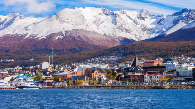 Ushuaia aerial view. Ushuaia is the capital of Tierra del Fuego province in Argentina.