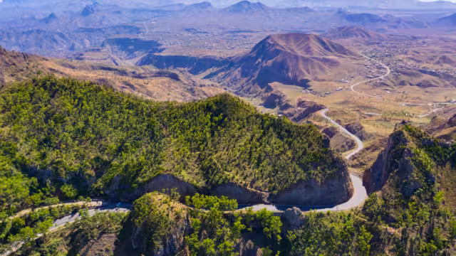 Aerial view of Serra Malagueta natural parc in Santiago island in Cape Verde - Cabo Verde
