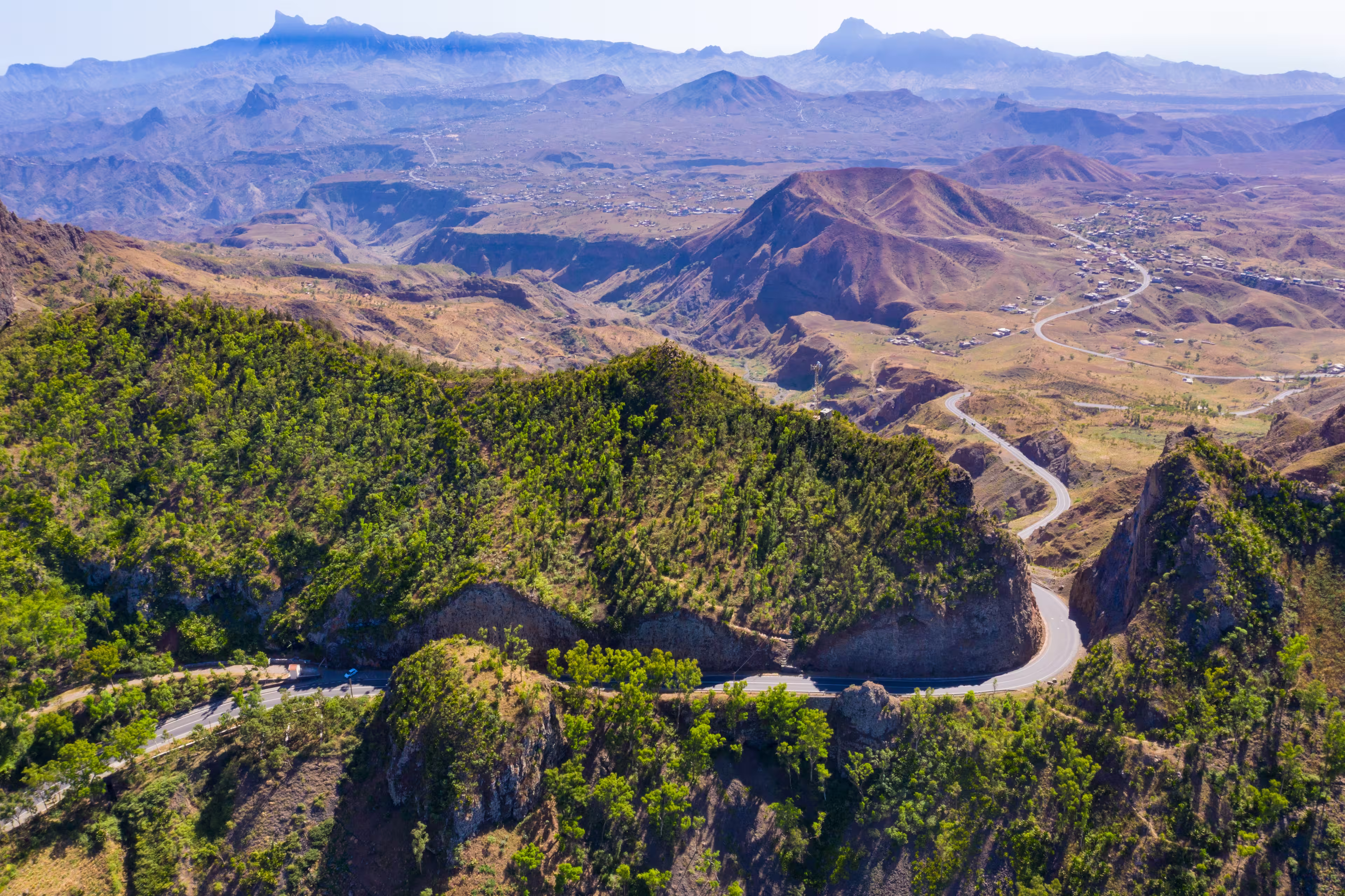 Aerial view of Serra Malagueta natural parc in Santiago island in Cape Verde - Cabo Verde