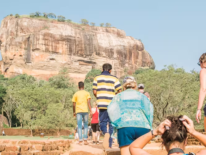 Intrepid Travel Sri Lanka Dambulla Sigiriya Lion Rock Fortress group climbing
