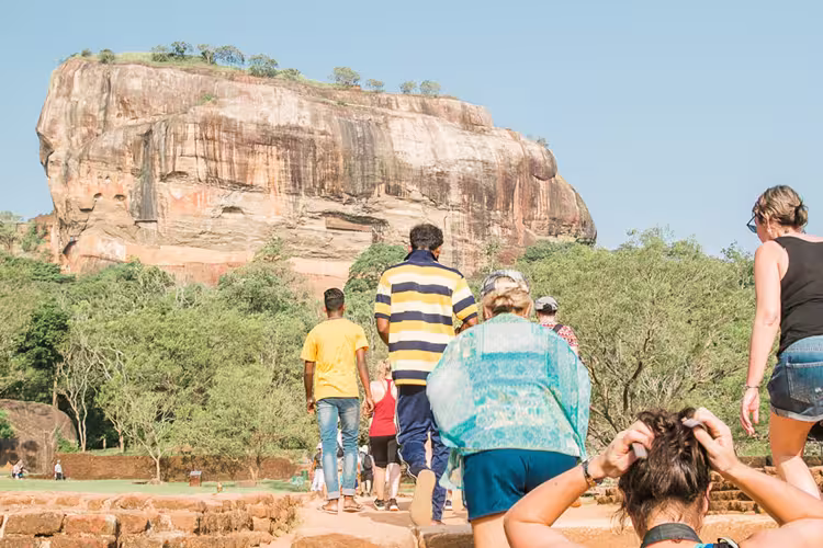 Intrepid Travel Sri Lanka Dambulla Sigiriya Lion Rock Fortress group climbing