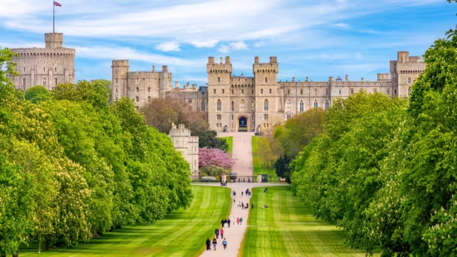Windsor, UK - 25 April 2024: Long walk to Windsor castle in spring
