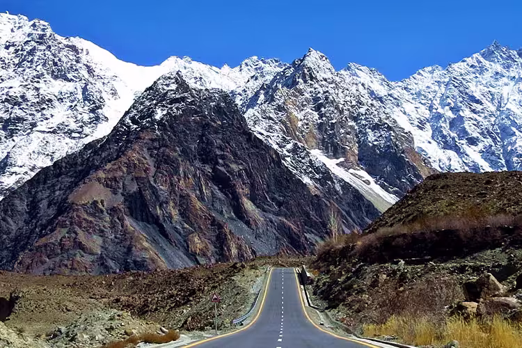 View of the Karakoram Highway and mountains, Pakistan