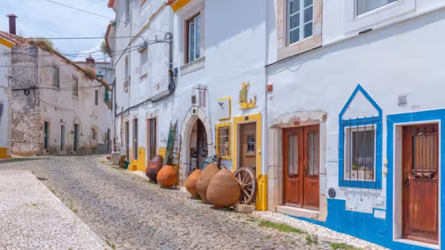 Narrow street in Portuguese town Estremoz.
