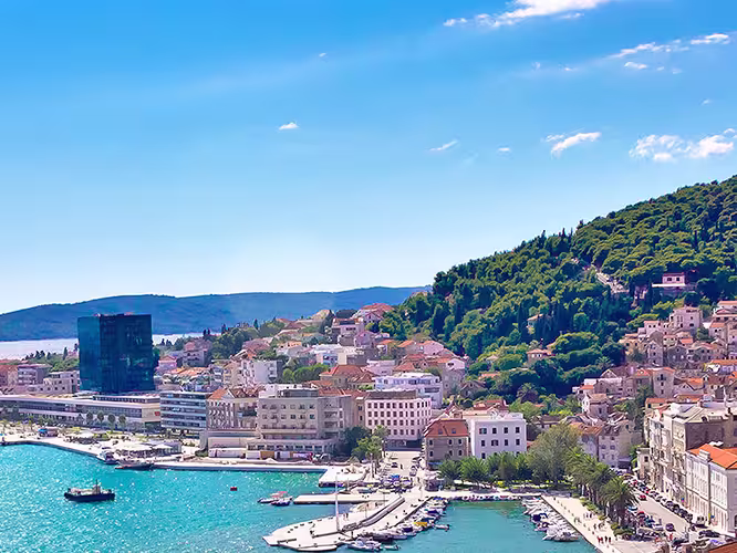 ZMPD - Aerial view of Adriatic coast on a beautiful sunny day in Split, Croatia
