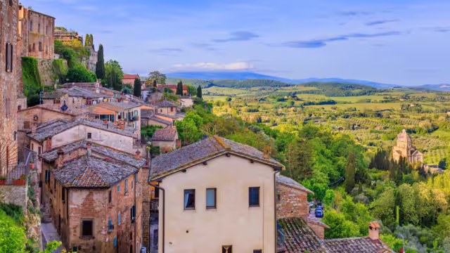 Montepulciano, Tuscany, Italy. View from the town of the countryside around Montepulciano.