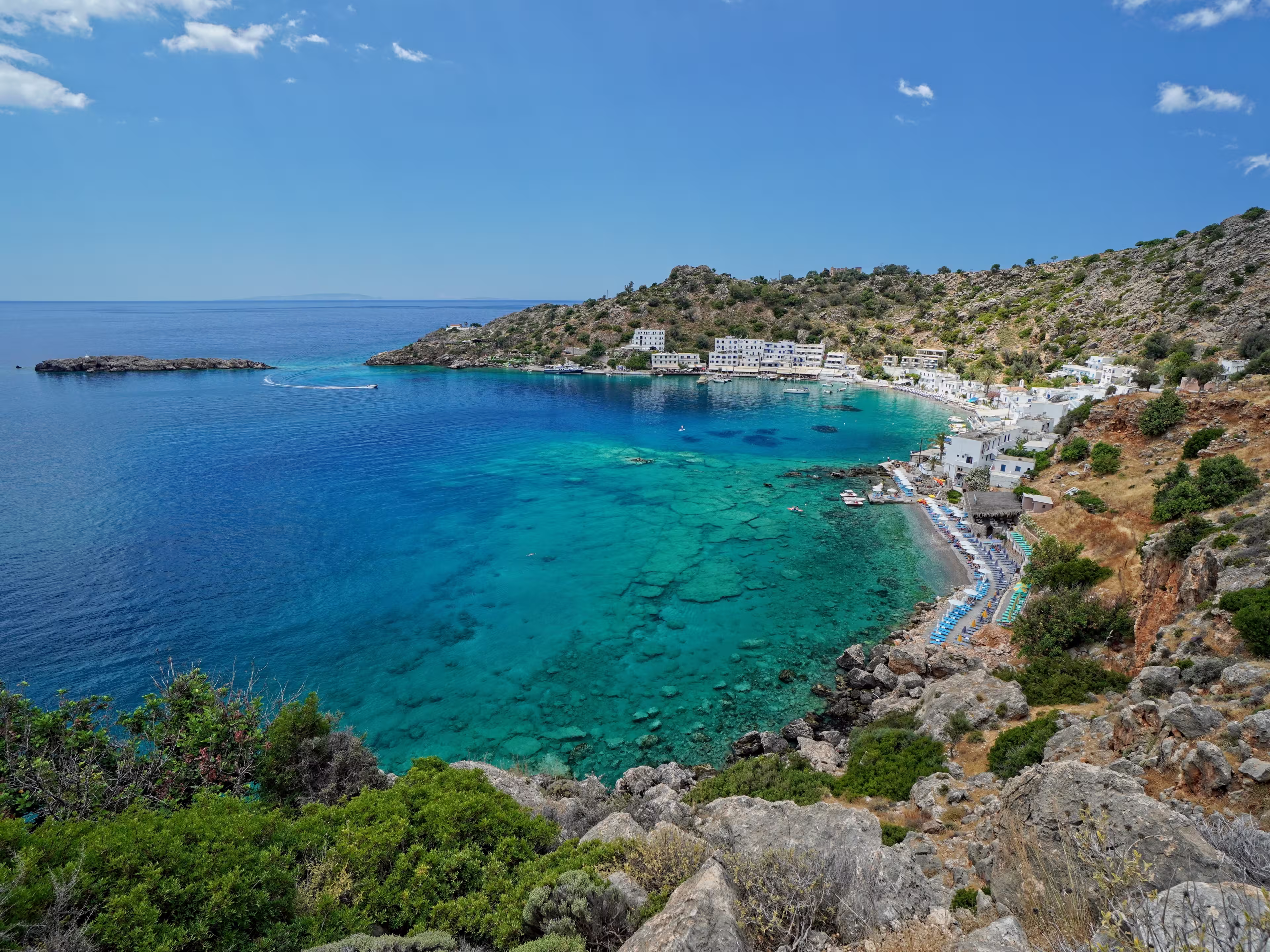 Isolated Loutro Village in Crete, Greece