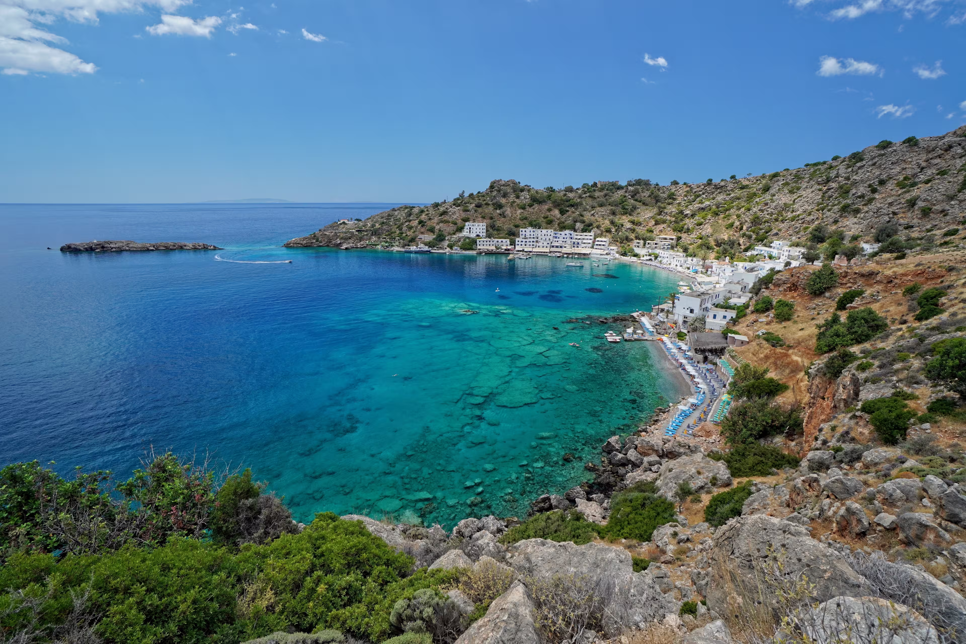 Isolated Loutro Village in Crete, Greece