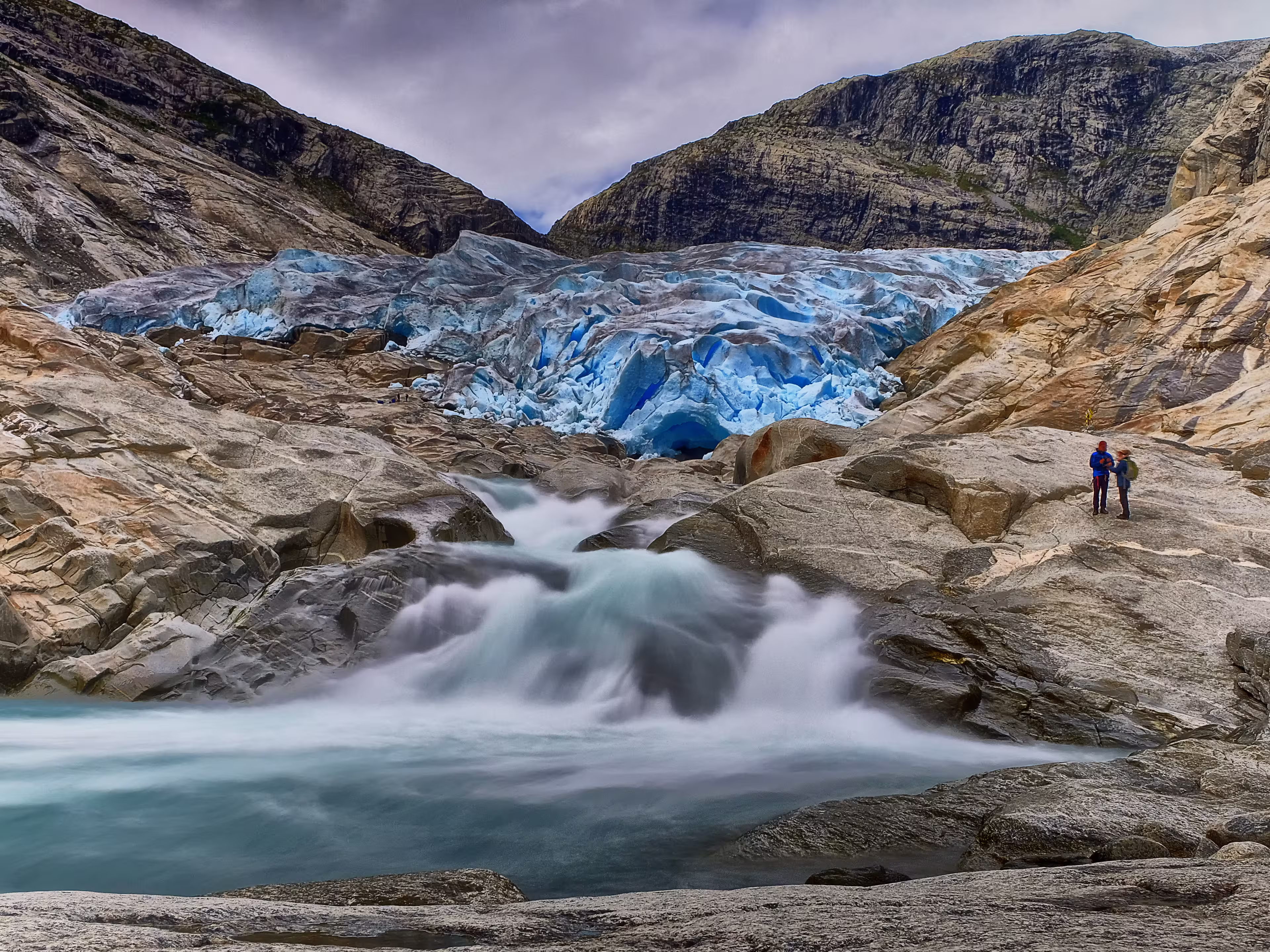 Nigardsbreen glacier, a beautiful arm of the large Jostedalsbreen glacier. Nigardsbreen lies about 30 kilometres north of the village of Gaupne in the Jostedalen valley, Norway, Europe