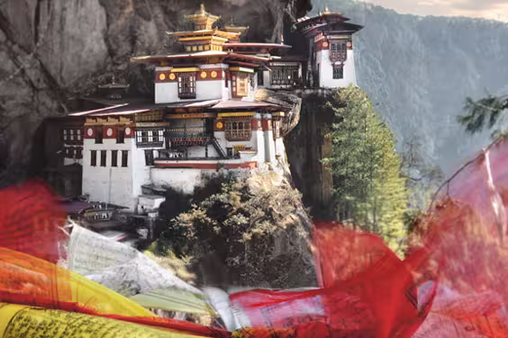 bhutan paro tigers nest monastery prayer flags
