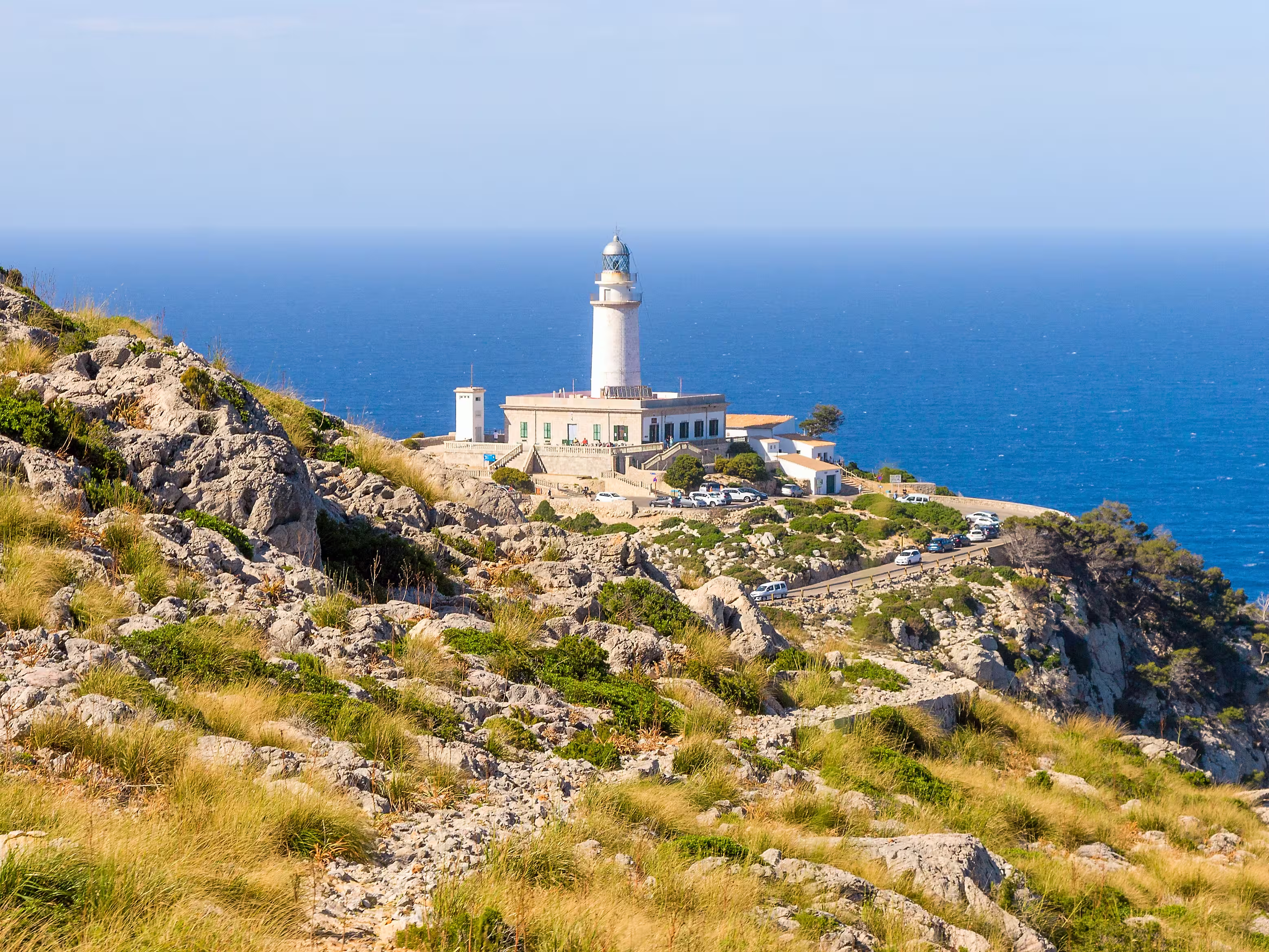 Lighthouse at Cape Formentor in the Coast of North Mallorca near sea Spain