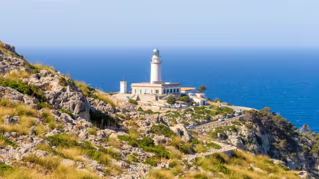 Lighthouse at Cape Formentor in the Coast of North Mallorca near sea Spain