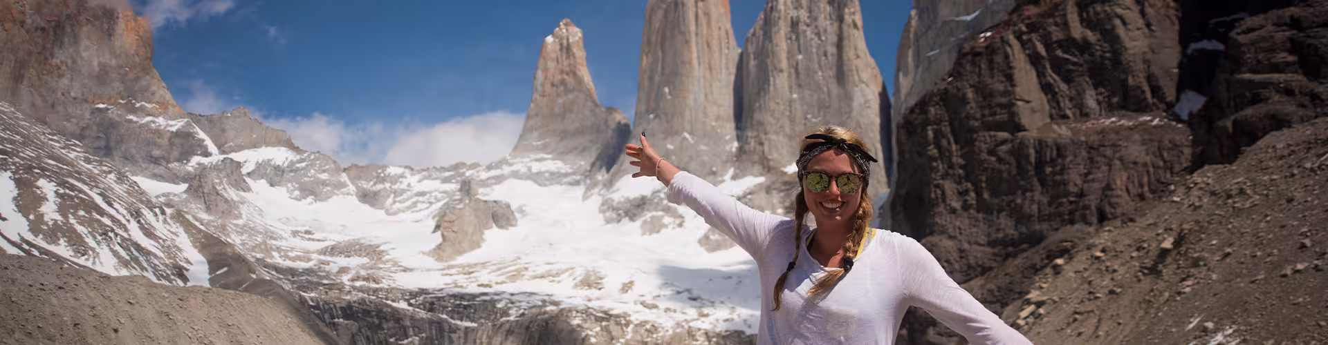 traveller in Torres del Paine, Patagonia, Chile
