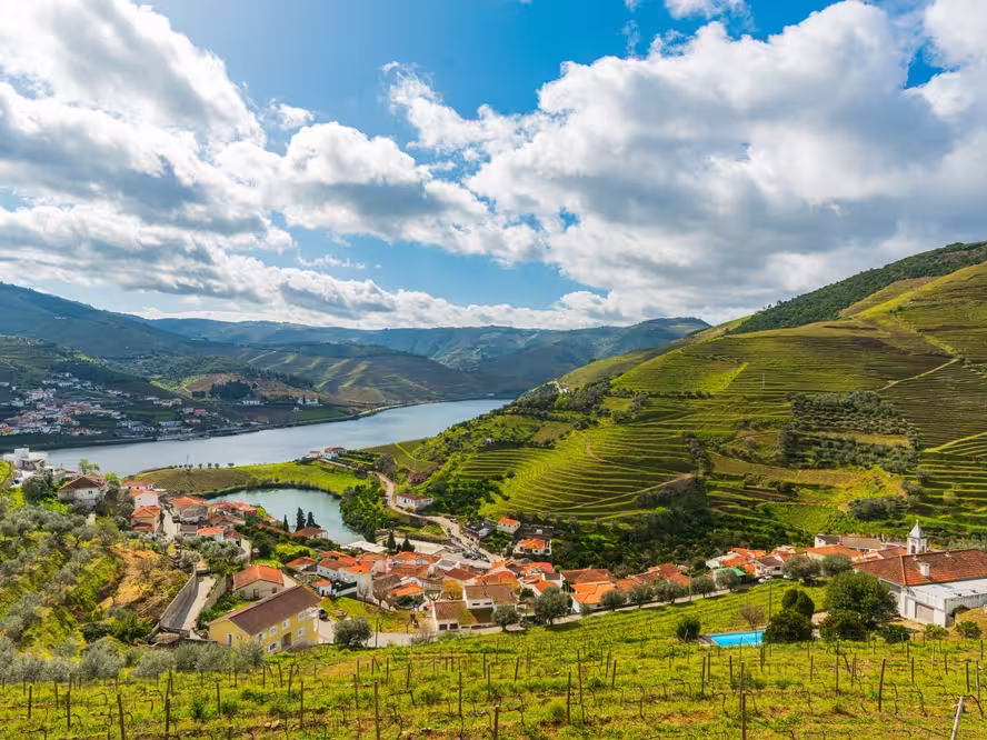 Douro Valley, Portugal.  The Douro Valley is a historic wine region and registered as a UNESCO World Heritage Site for its cultural landscape.