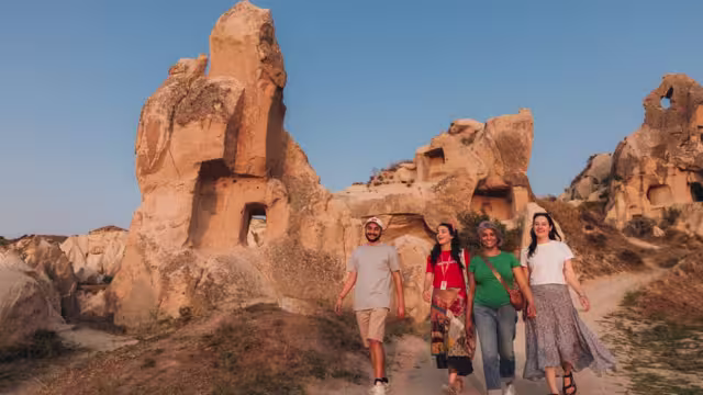 Touring Kaymakli city, carved into the stones of Cappadocia's volcanic tuff fairy chimneys and valleys