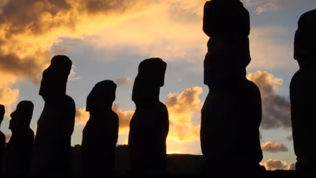 easter island statue silhouettes