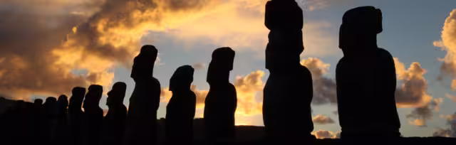 easter island statue silhouettes