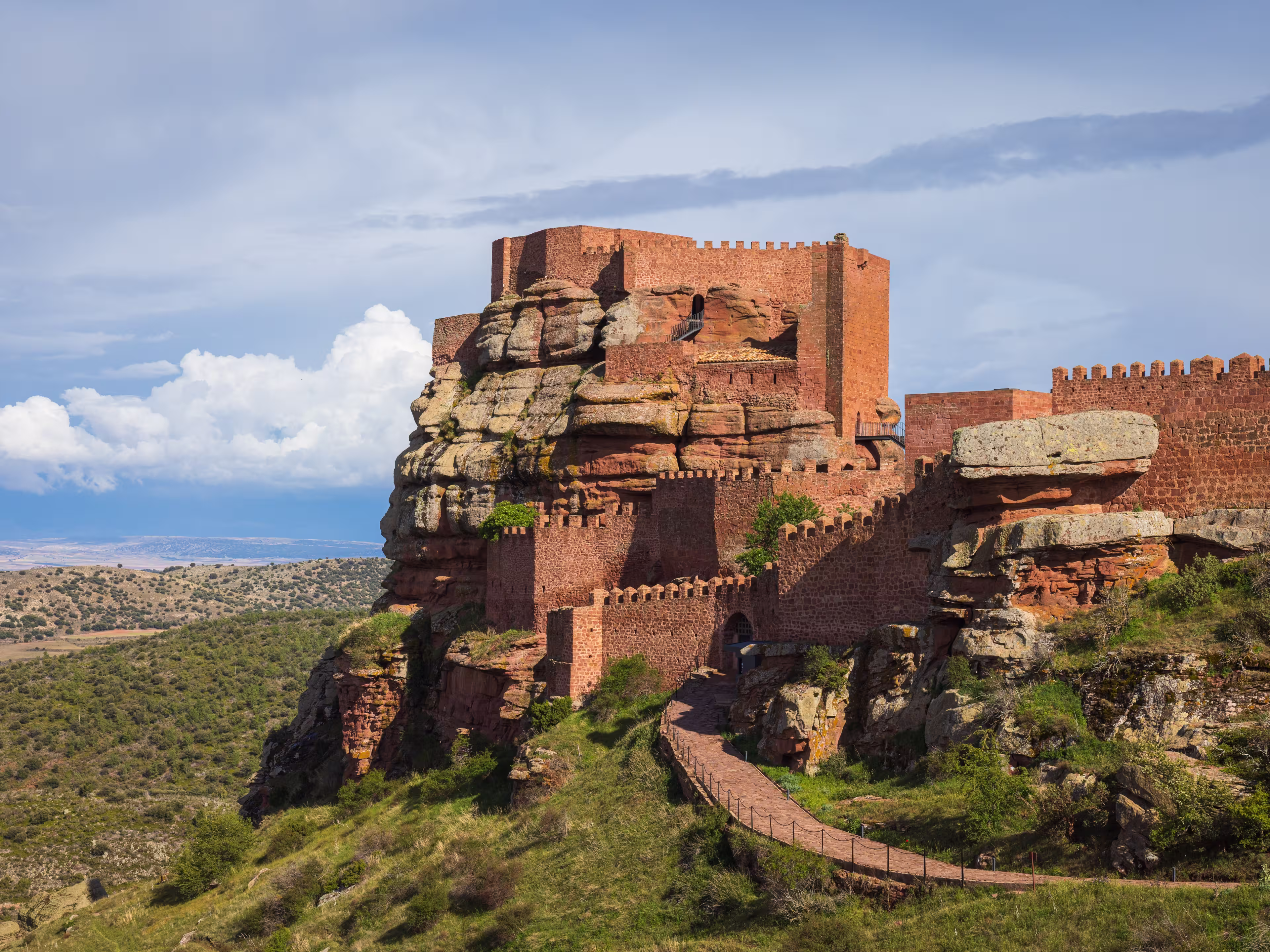 Peracense Castle, a striking medieval fortress located near the village of Peracense in the province of Teruel, Aragon, Spain.
