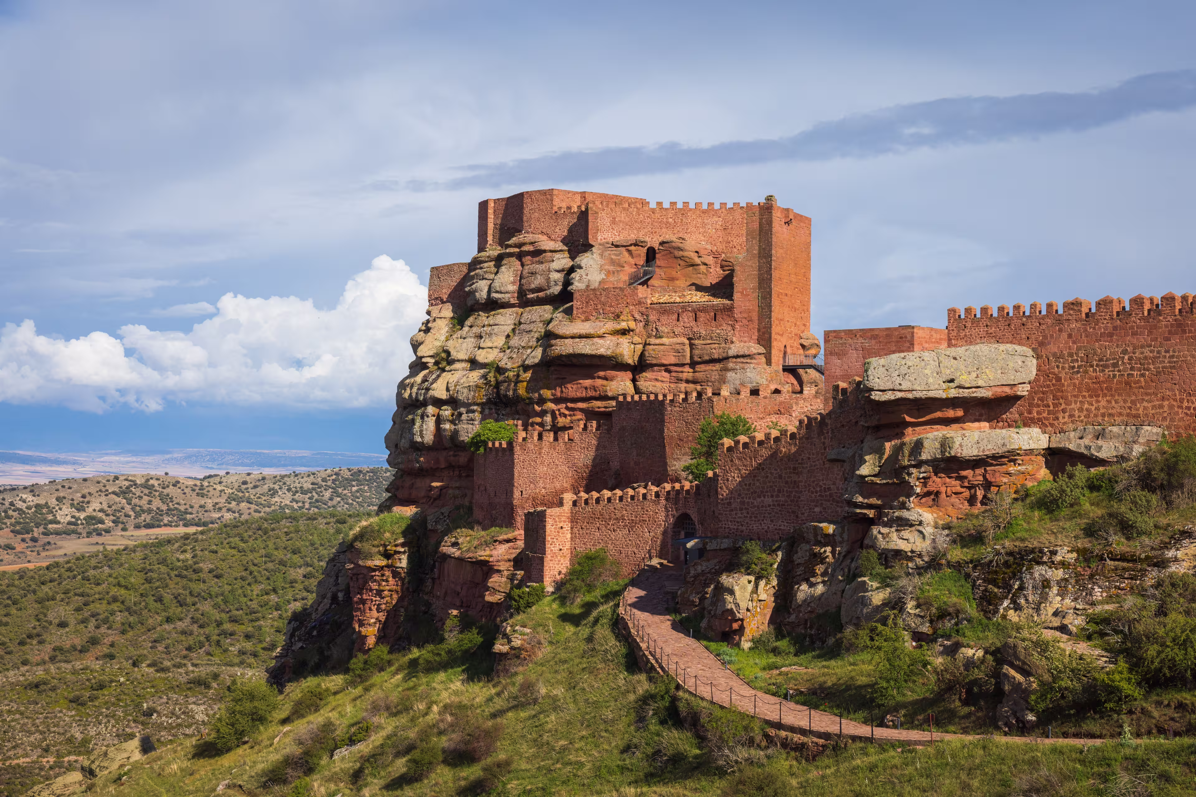 Peracense Castle, a striking medieval fortress located near the village of Peracense in the province of Teruel, Aragon, Spain.