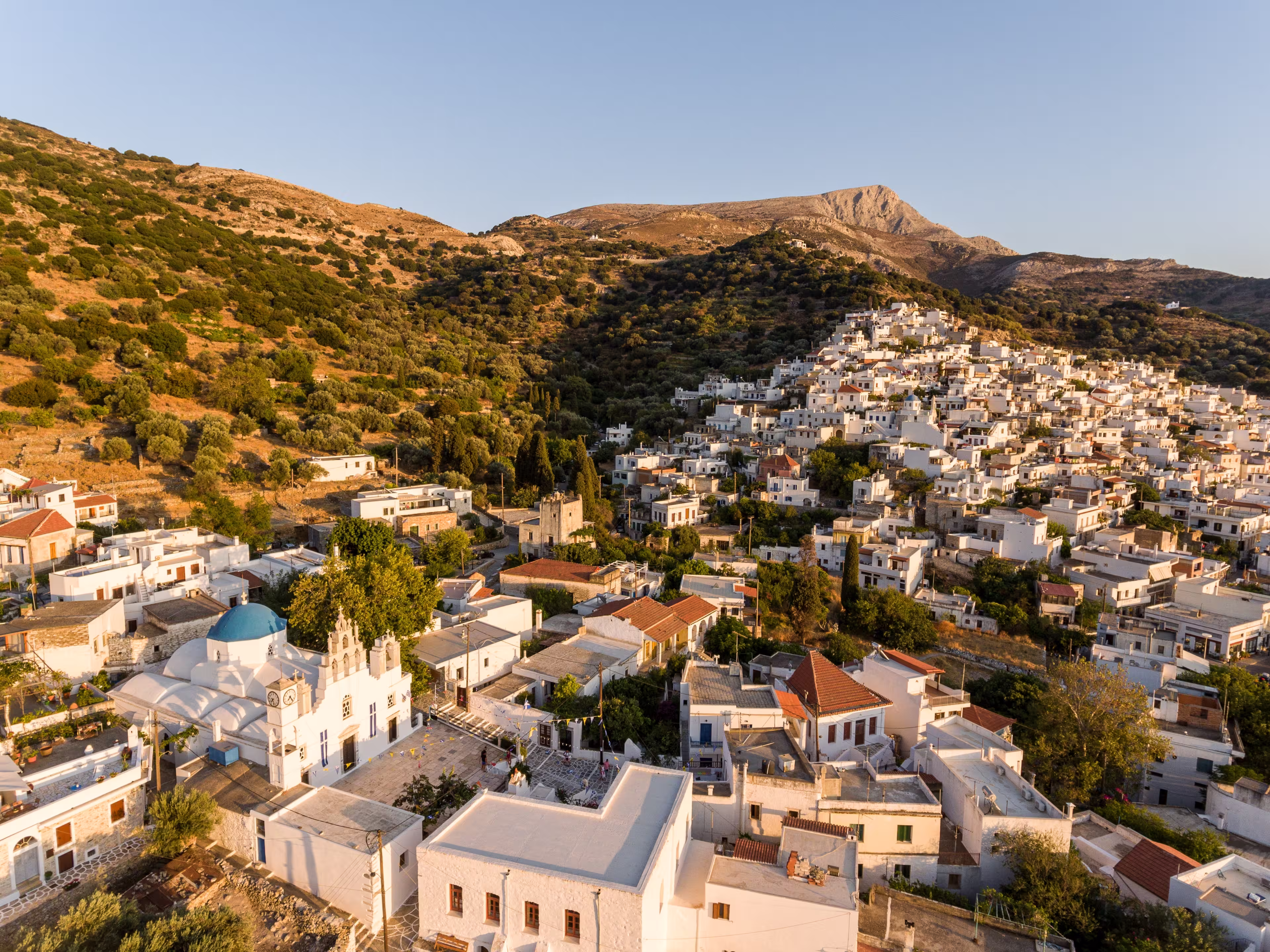 Blick auf das Dorf Filoti, Insel Naxos