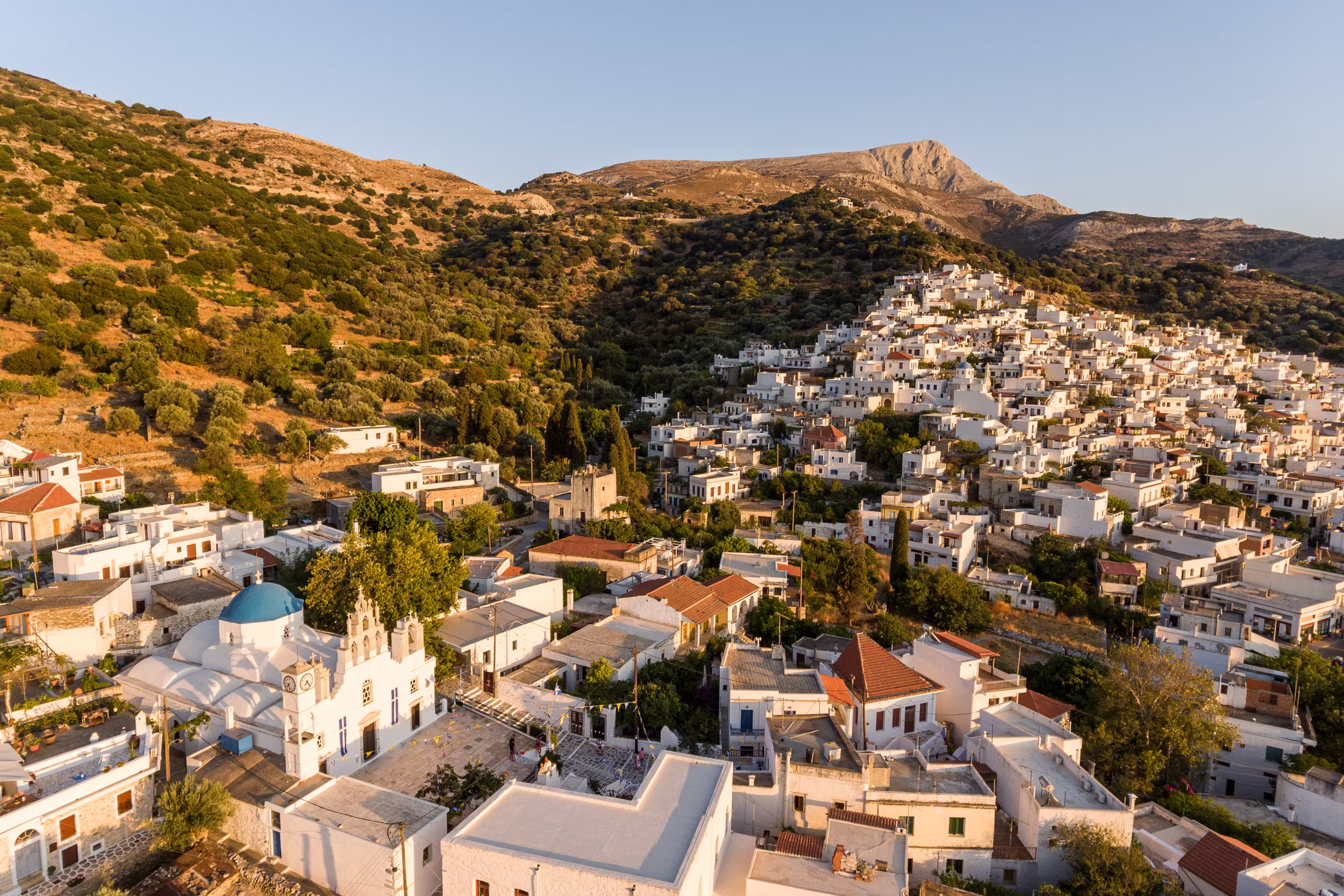 Blick auf das Dorf Filoti, Insel Naxos
