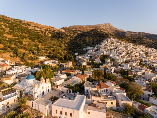 Blick auf das Dorf Filoti, Insel Naxos