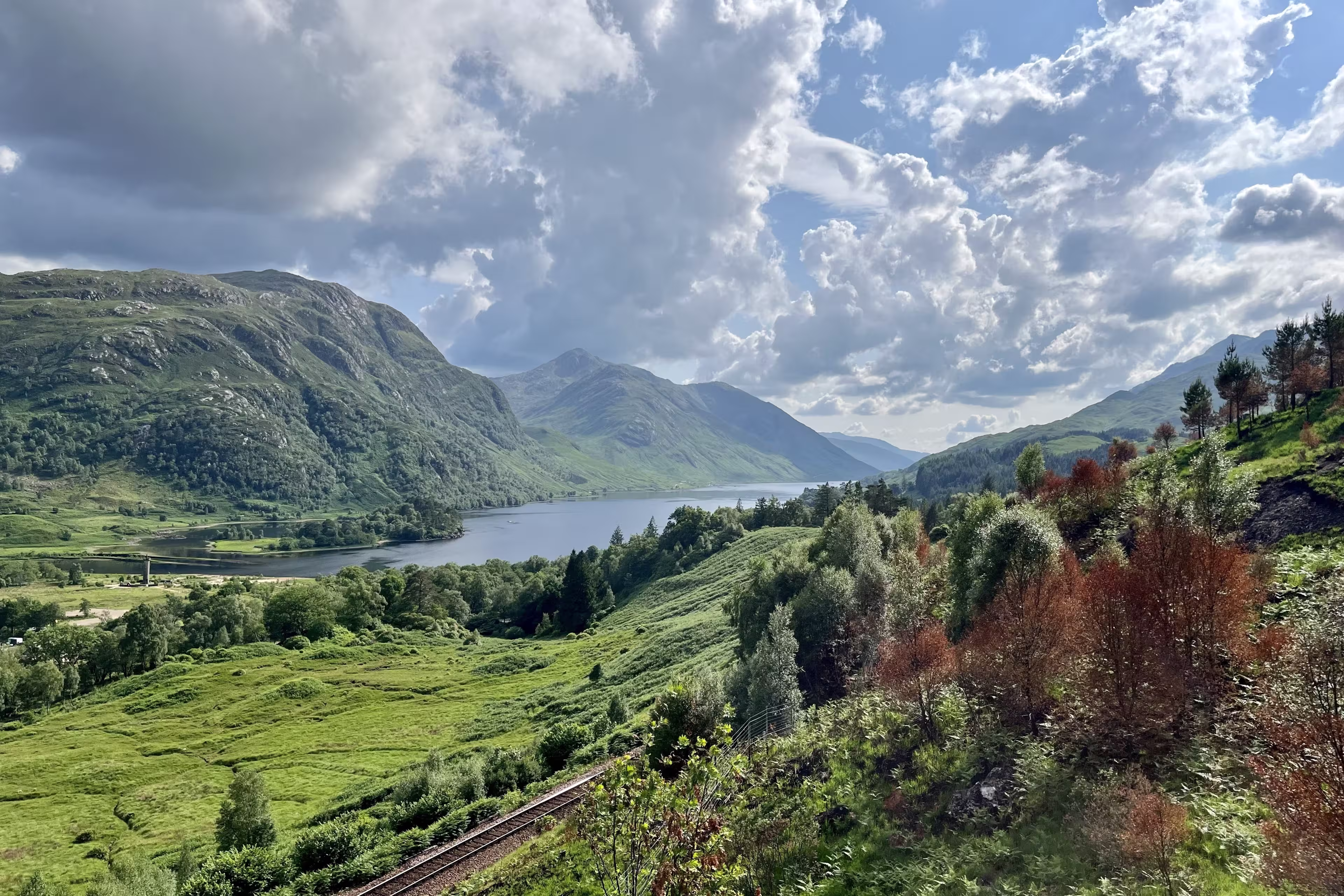 The Harry Potter Jacobite Steam Train Tracks at Glenfinnan Viaduct in Fort William, Scotland