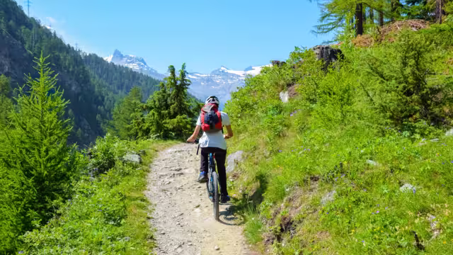 Mountainbikerin im Wallis