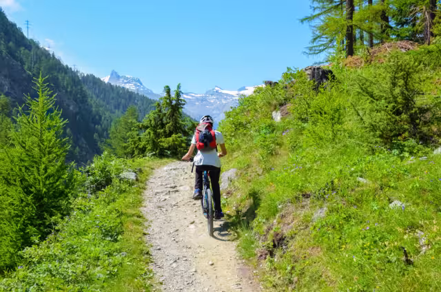 Mountainbikerin im Wallis