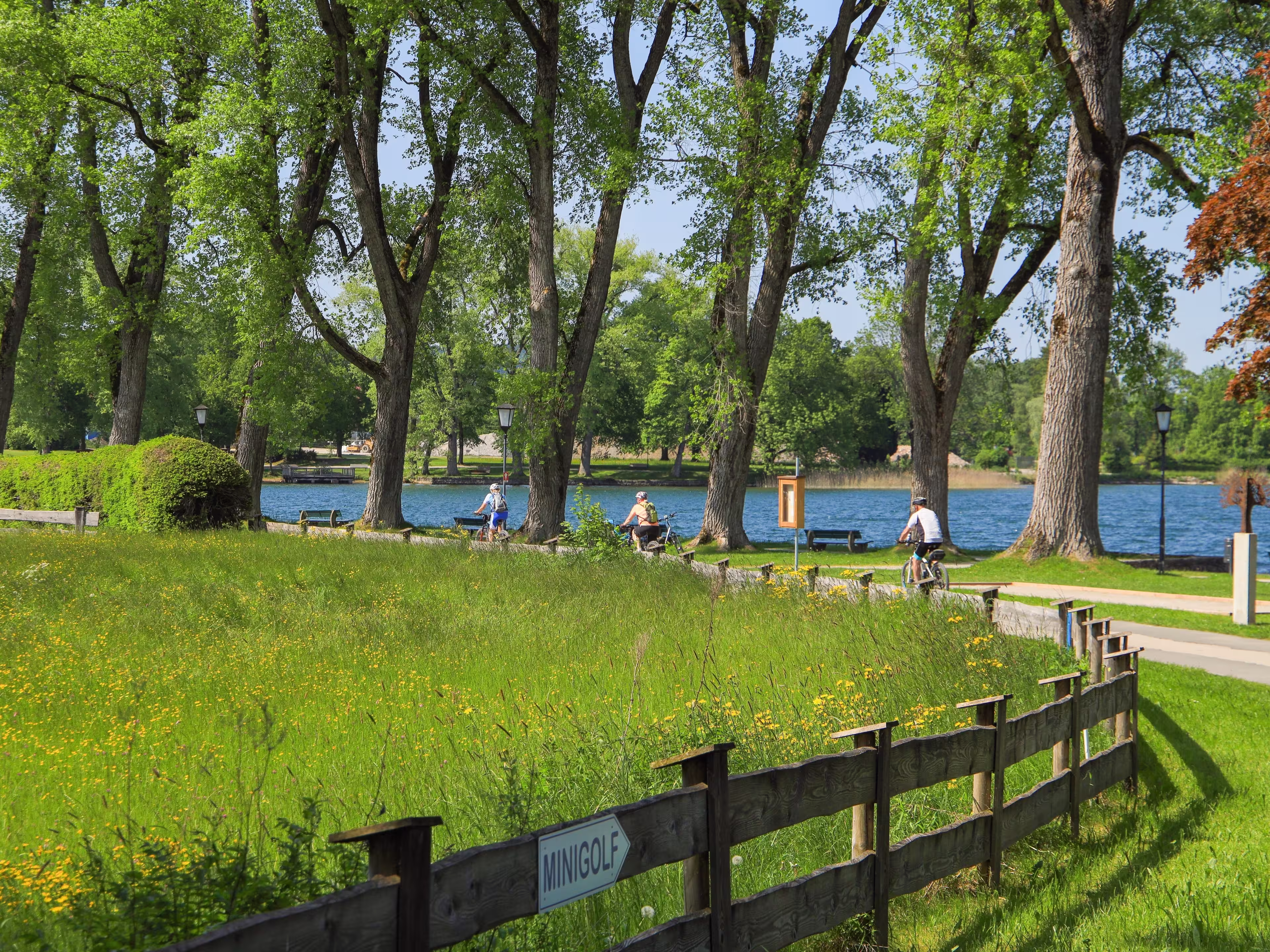 Cycling at promenade Tegernsee in Bad Wiessee, Bavaria - Germany
