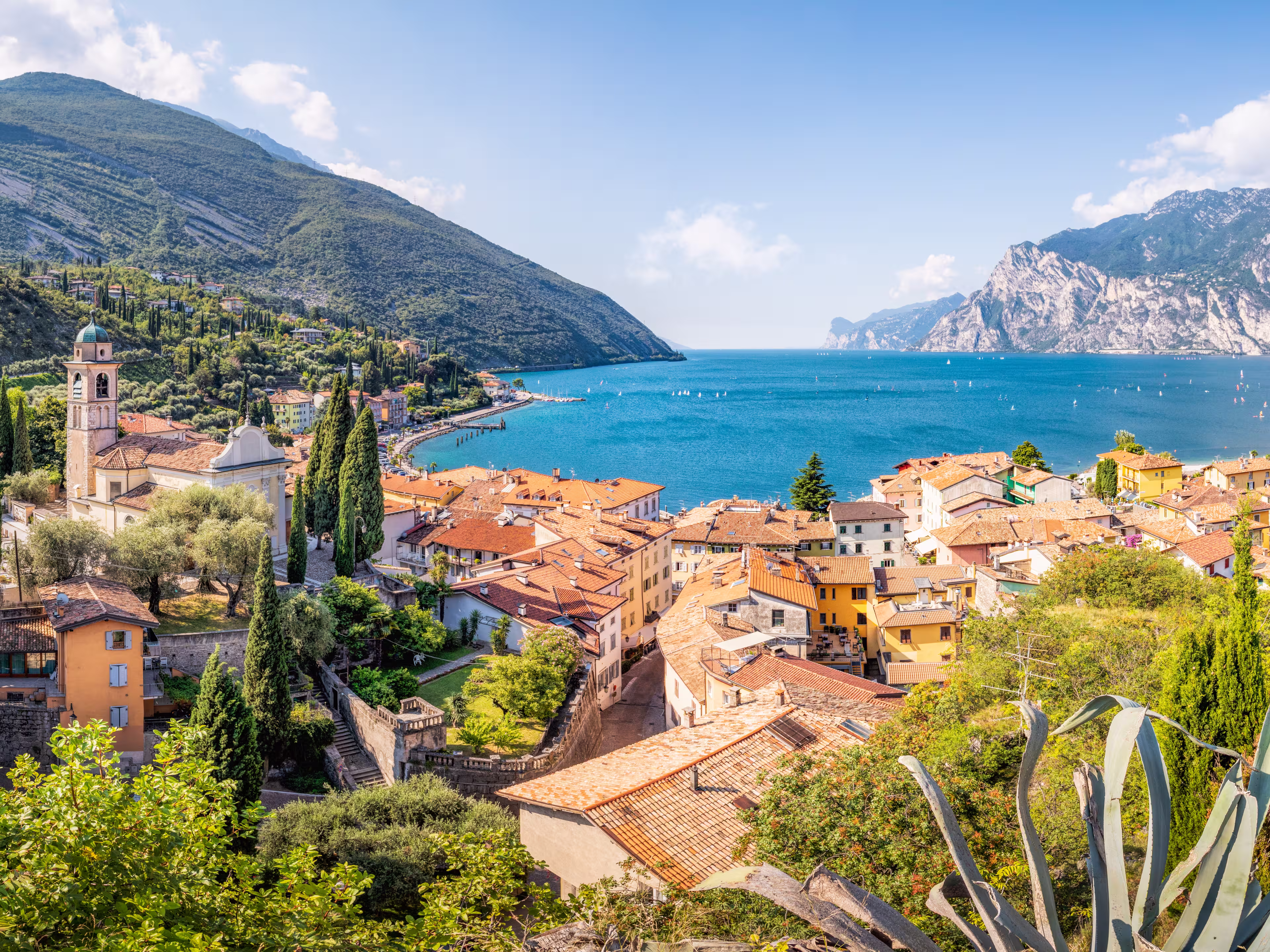 Panoramic view over Torbole, Lago di Garda, Trentino, Italy