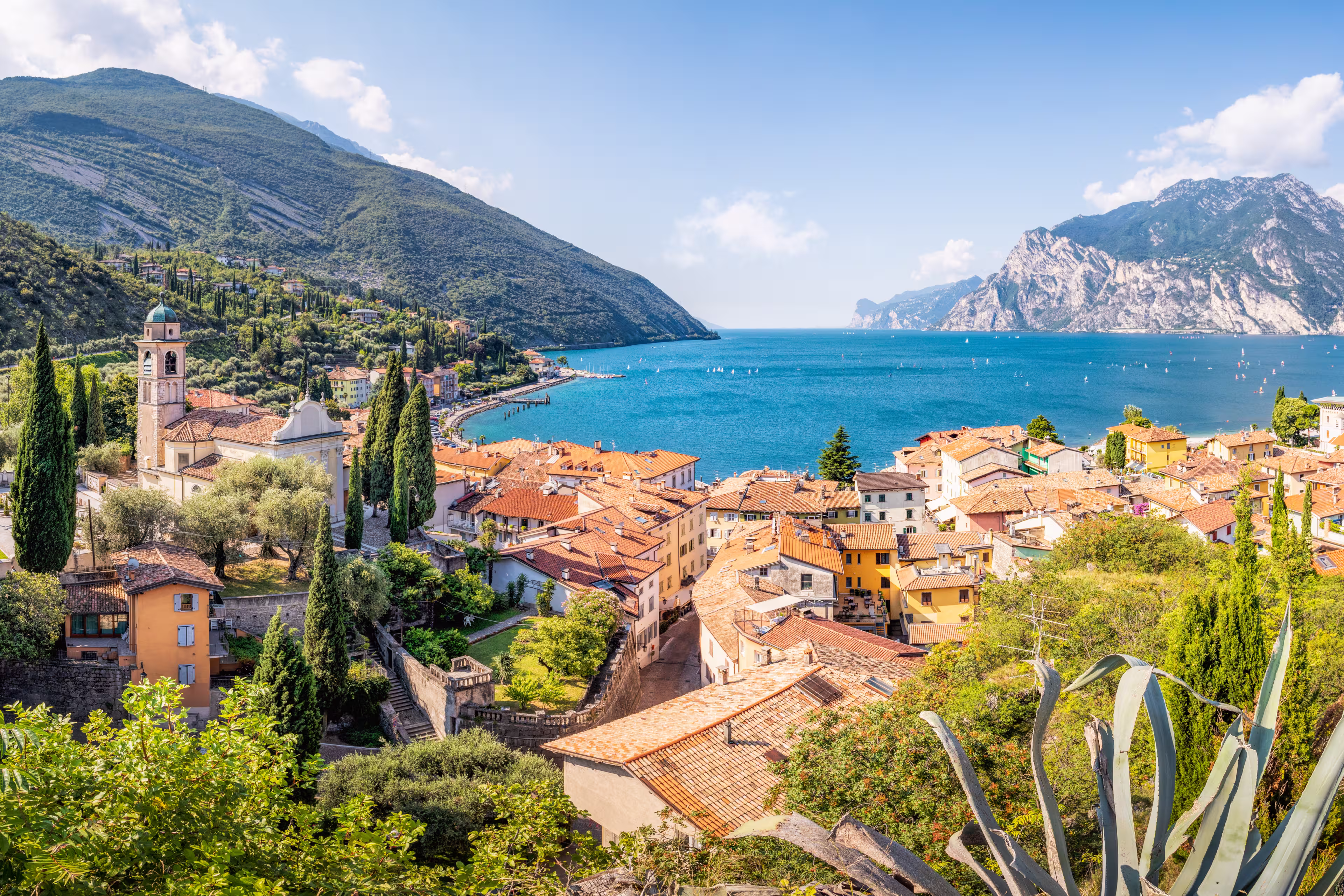 Panoramic view over Torbole, Lago di Garda, Trentino, Italy