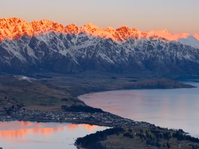 Sunset over the mountains, Queenstown, South Island, New Zealand