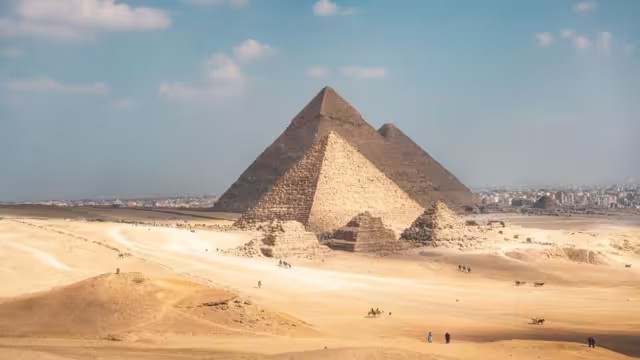 The imposing and monumental Pyramids of Giza
