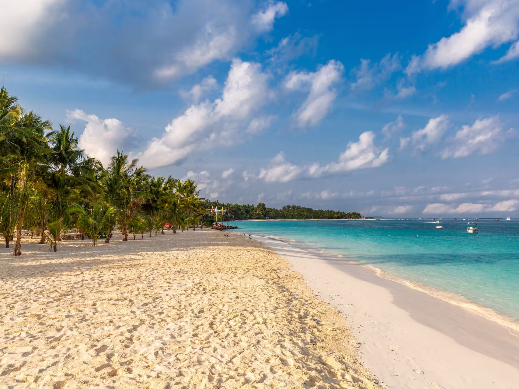 White sand beaches of Zanzibar at sunset