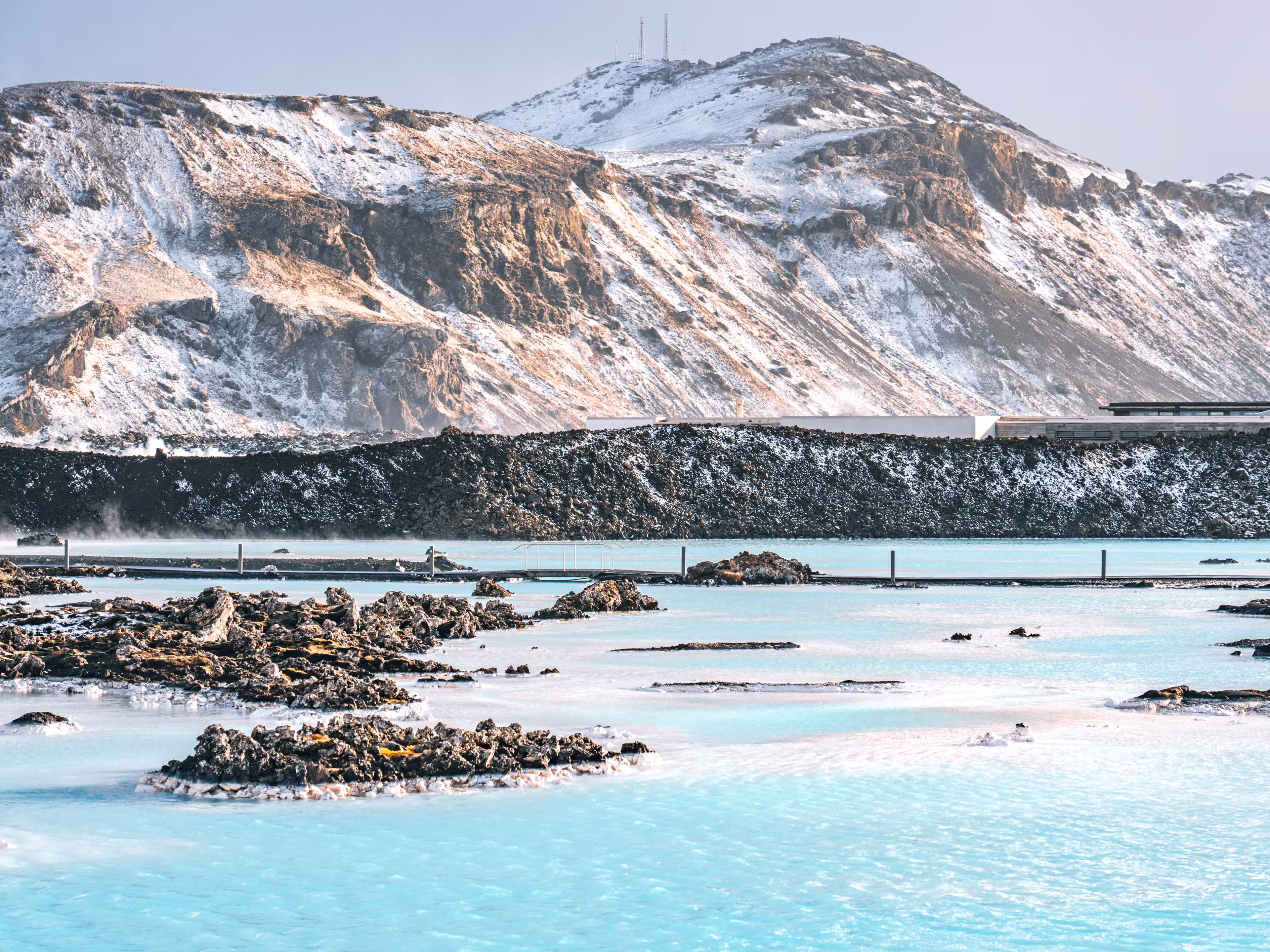 Photo of blue lagoon water on Iceland Grindavik. High quality photo