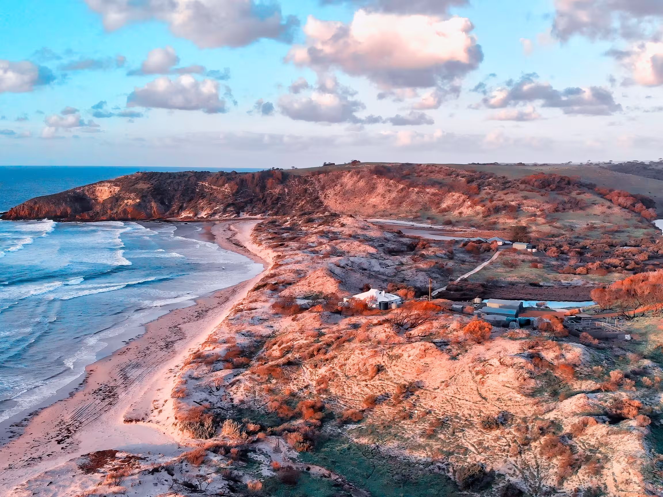 Kangaroo Island, South Australia. Aerial view of coastline on a beautiful sunset.