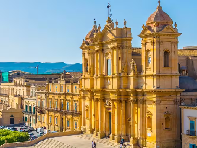 Aerial view of the Basilica Minore di san Nicole, Noto, Sicily, Italy