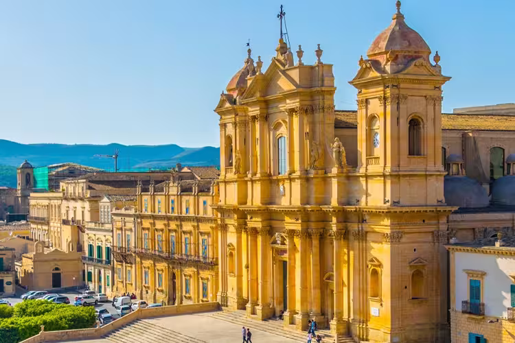 Aerial view of the Basilica Minore di san Nicole, Noto, Sicily, Italy