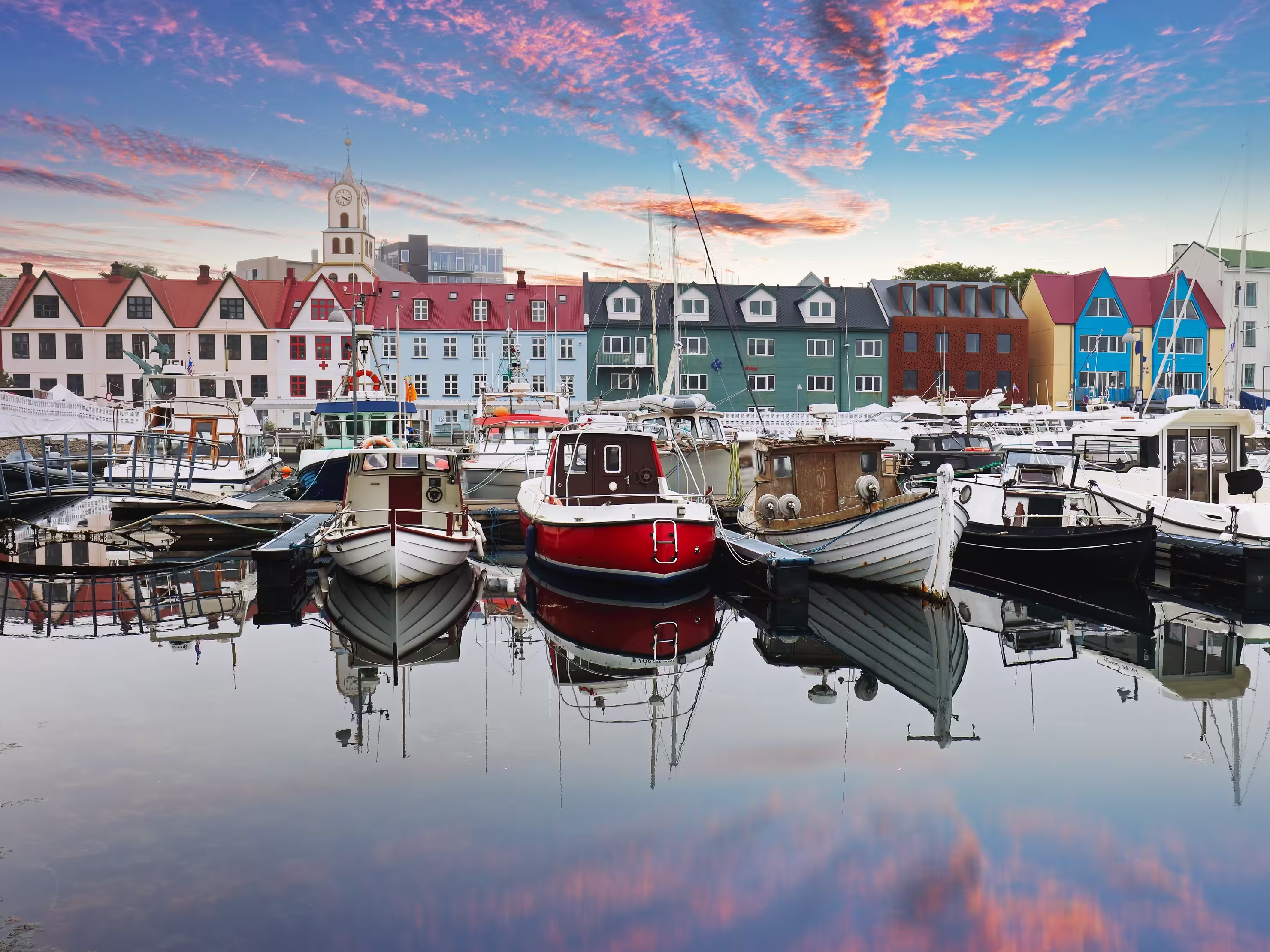 Torshavn city at sunset, Faroe Islands, Denmark