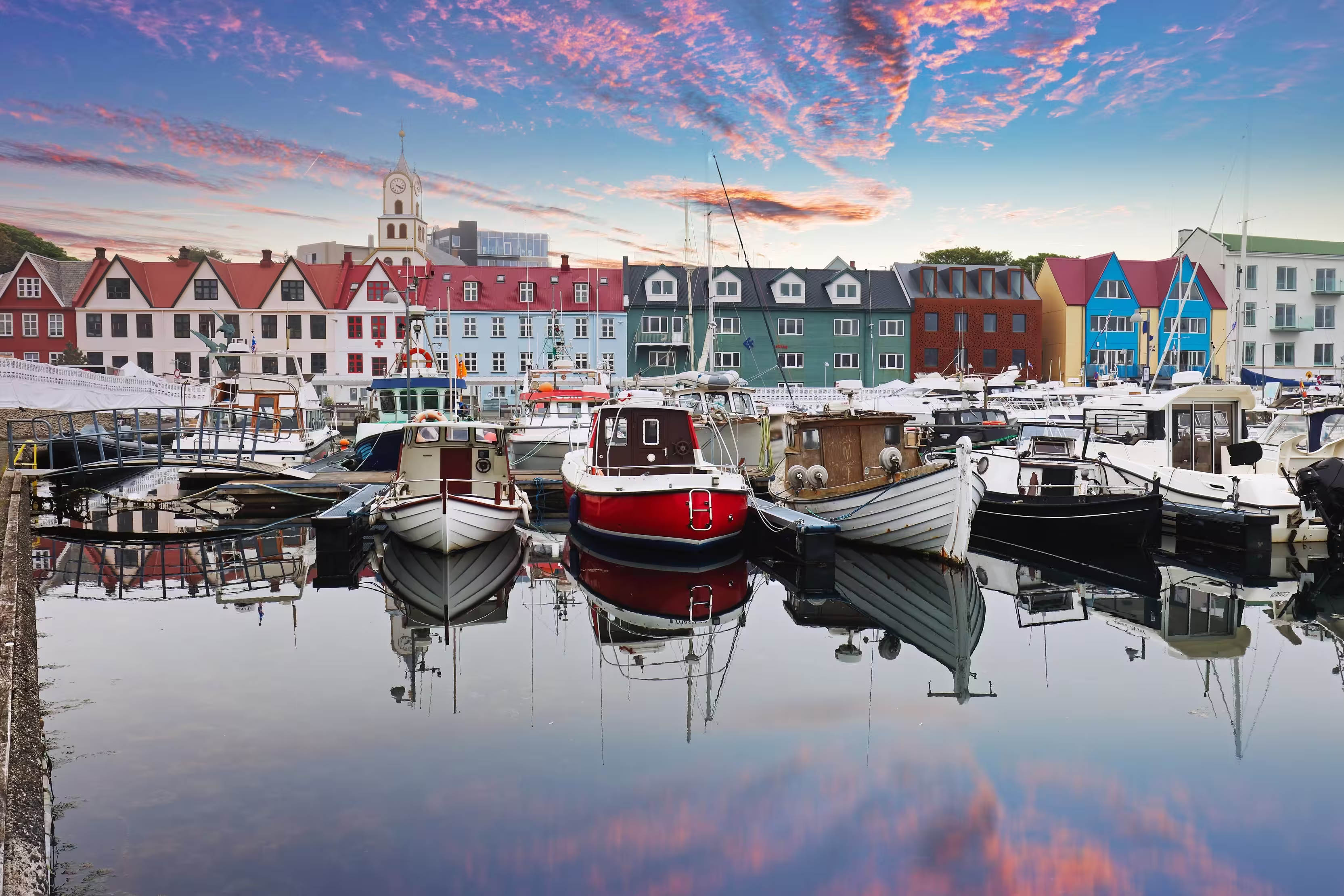 Torshavn city at sunset, Faroe Islands, Denmark