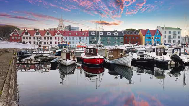 Torshavn city at sunset, Faroe Islands, Denmark
