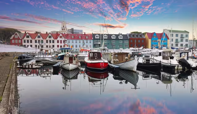 Torshavn city at sunset, Faroe Islands, Denmark