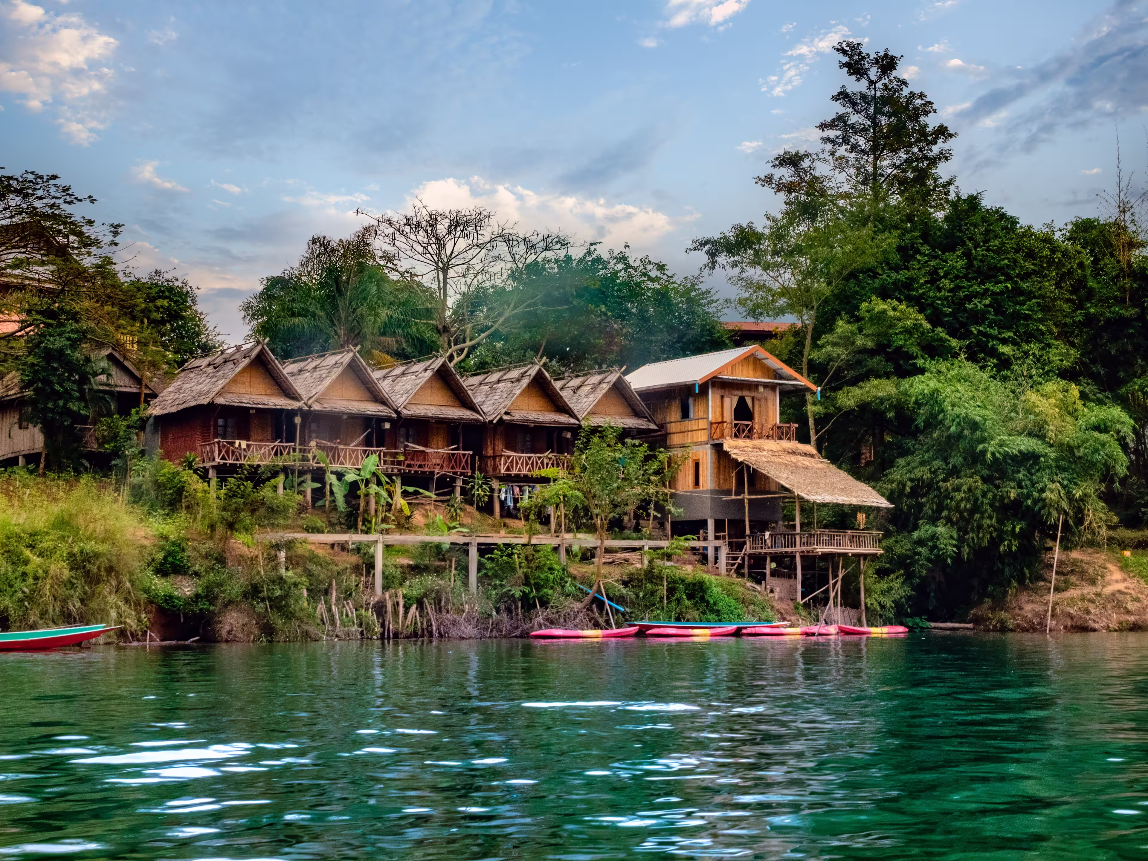 The charming river front house of Nong Khiaw, Nam Ou river, Luang Prabang province, Northern Laos