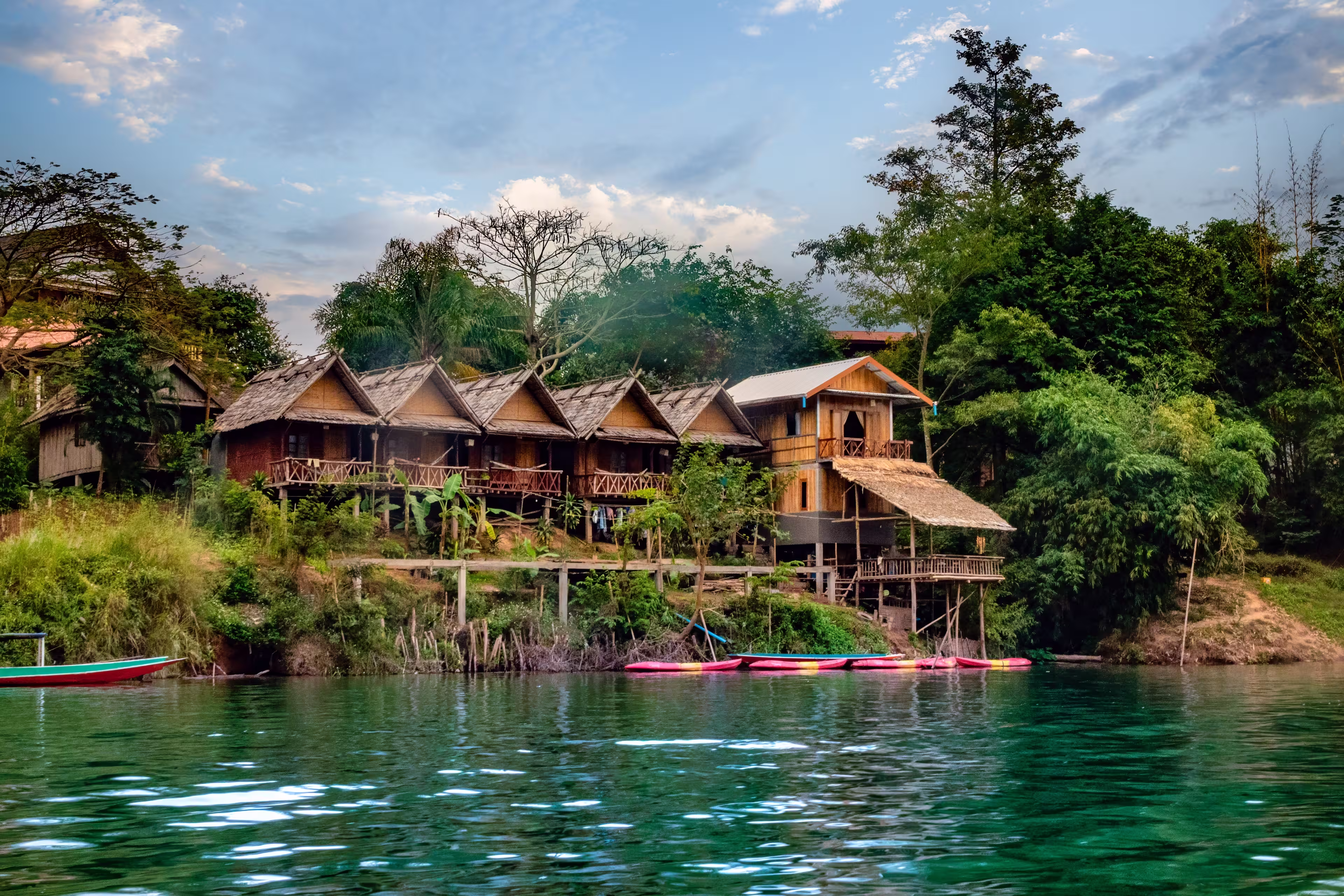 The charming river front house of Nong Khiaw, Nam Ou river, Luang Prabang province, Northern Laos