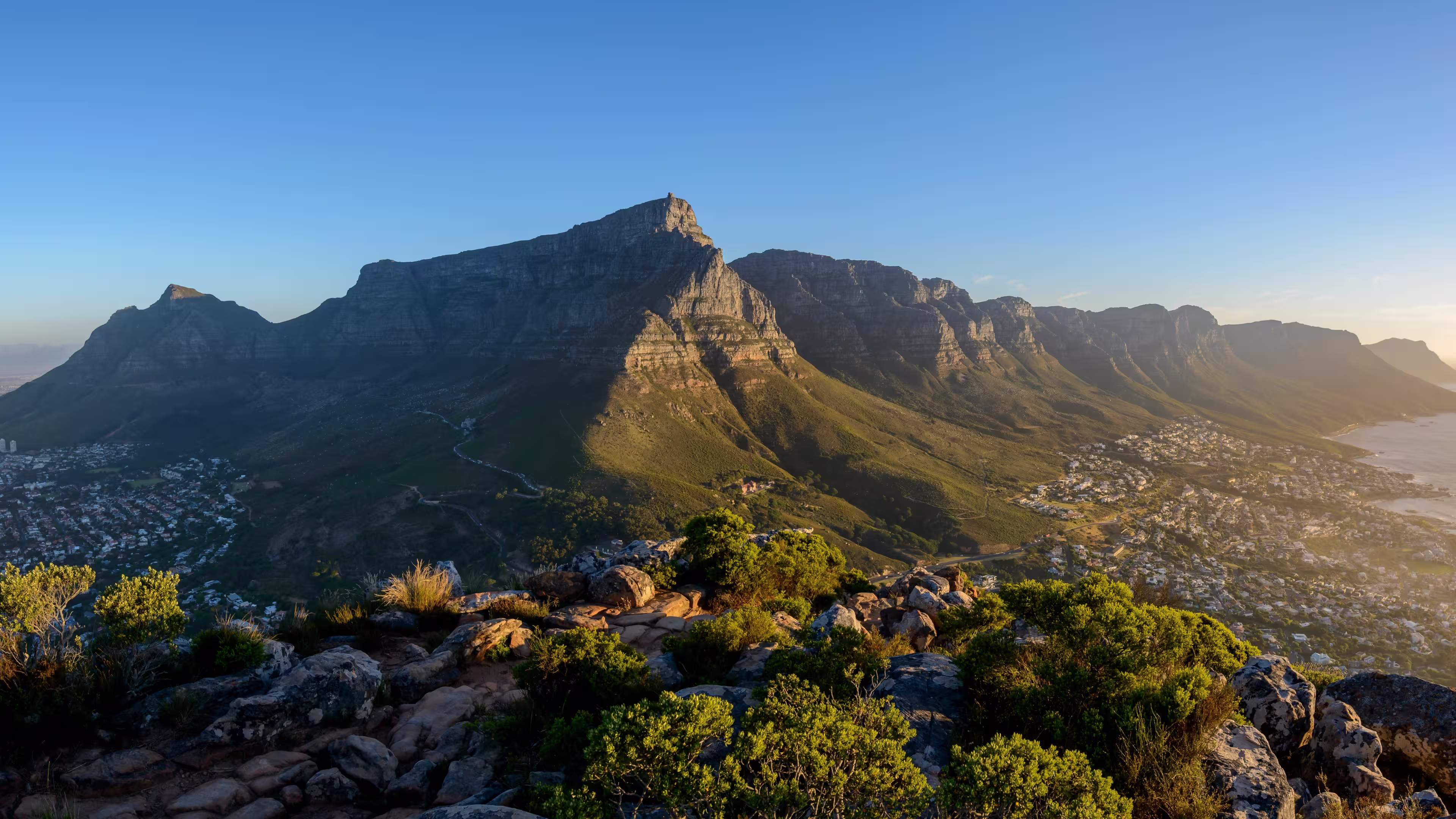 Table Mountain and 12 Apostles viewed from Lion's Head. Cape Town. Western Cape. South Africa