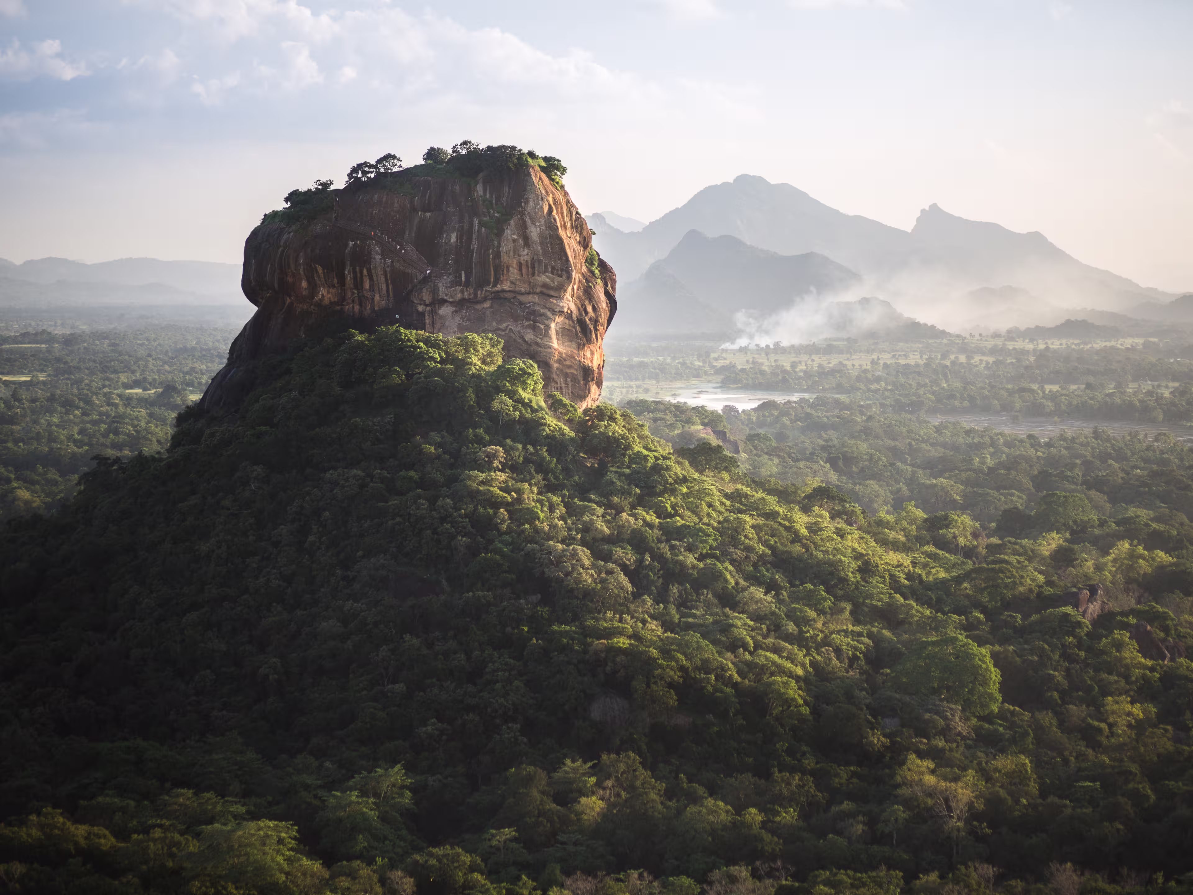 Sigiriya Lion Rock fortress and landscape in Sri Lanka.