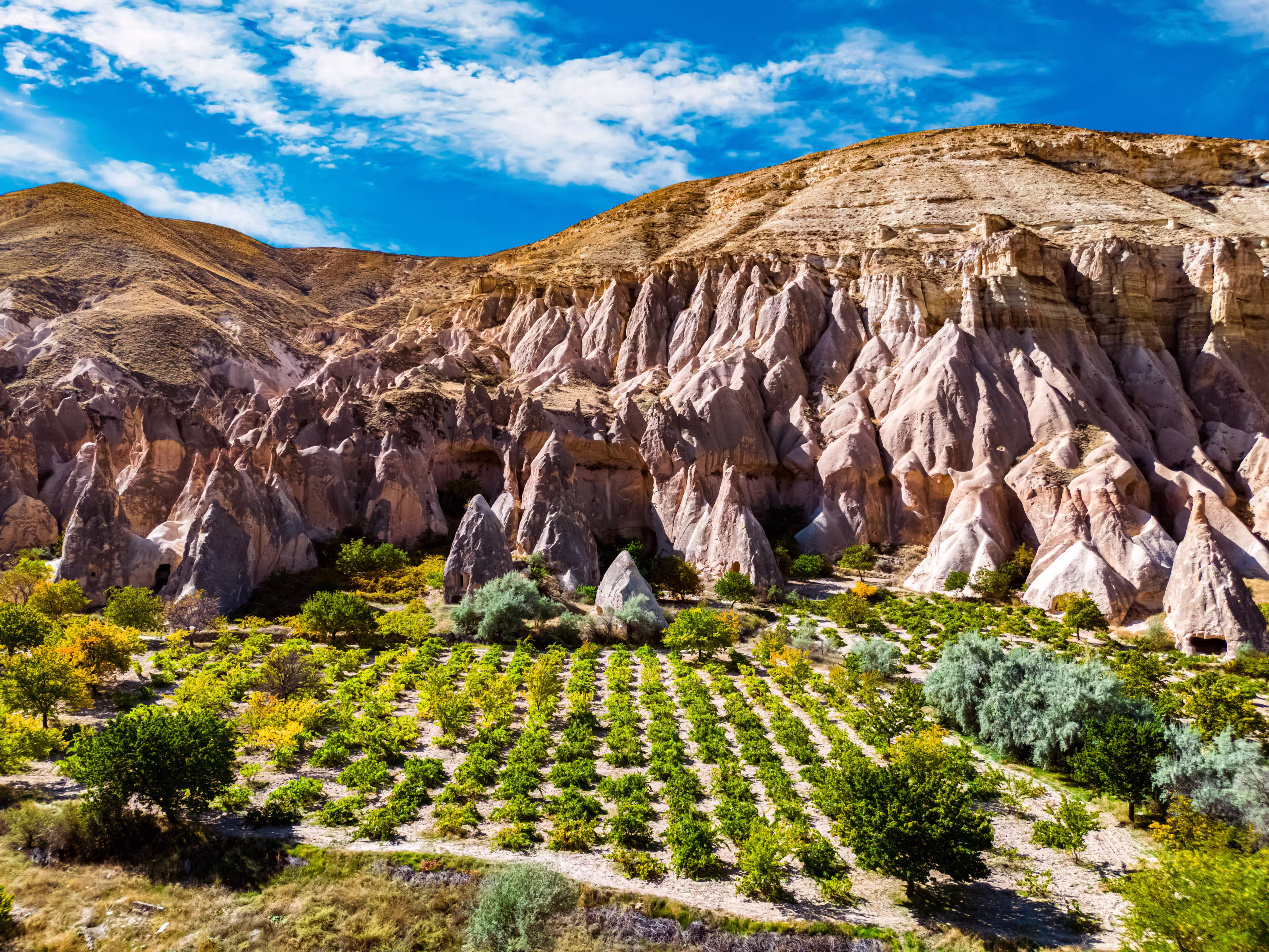 View of Zelve Valley in Cappadocia, Turkey. UNESCO World Heritage Site.